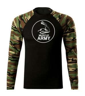 DRAGOWA Fit-T μακρυμάνικο μπλουζάκι με μυϊκό στρατό και δικέφαλους, woodland 160g/m2