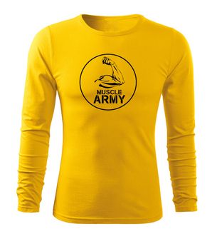 DRAGOWA Fit-T μακρυμάνικο μπλουζάκι με μυϊκό στρατό, κίτρινο 160g/m2