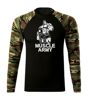 DRAGOWA Fit-T μακρυμάνικο μπλουζάκι για τον στρατό, woodland 160g/m2