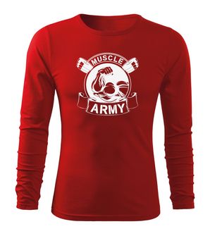 DRAGOWA Fit-T μακρυμάνικο μπλουζάκι με μυϊκό στρατό, κόκκινο 160g/m2