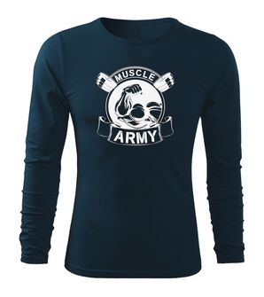 DRAGOWA Fit-T T-shirt με μακριά μανίκια muscle army original, σκούρο μπλε 160g/m2