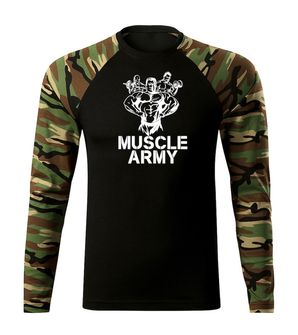 DRAGOWA Fit-T μακρυμάνικο μπλουζάκι για την ομάδα του στρατού, woodland 160g/m2