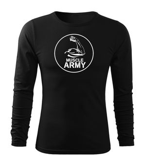 DRAGOWA Fit-T μακρυμάνικο μπλουζάκι με μυϊκό στρατό και δικέφαλους, μαύρο 160g/m2