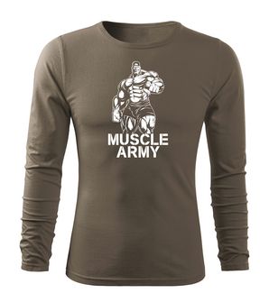 DRAGOWA Fit-T μακρυμάνικο μπλουζάκι για άνδρες, λαδί 160g/m2