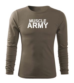 DRAGOWA Fit-T μακρυμάνικο μπλουζάκι για τον στρατό, λαδί 160g/m2