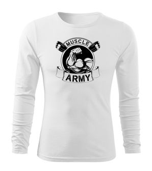 DRAGOWA Fit-T T-shirt με μακριά μανίκια muscle army original, λευκό 160g/m2