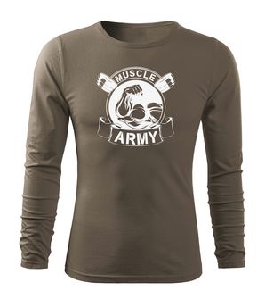 DRAGOWA Fit-T T-shirt με μακριά μανίκια muscle army original, λαδί 160g/m2