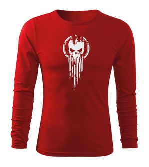 DRAGOWA Fit-T μακρυμάνικο t-shirt κρανίο, κόκκινο 160g/m2
