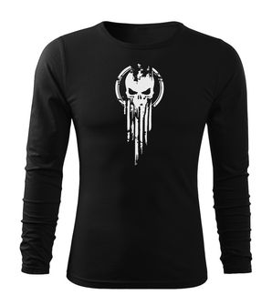 DRAGOWA Fit-T μακρυμάνικο t-shirt κρανίο, μαύρο 160g/m2