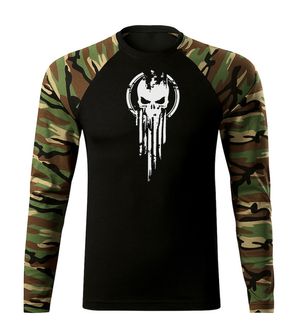 DRAGOWA Fit-T μακρυμάνικο t-shirt skull, woodland 160g/m2