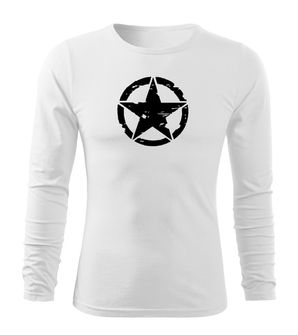 DRAGOWA Fit-T μακρυμάνικο μπλουζάκι αστέρι, λευκό 160g/m2