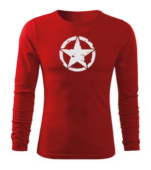 DRAGOWA Fit-T μακρυμάνικο T-shirt αστέρι, κόκκινο 160g/m2
