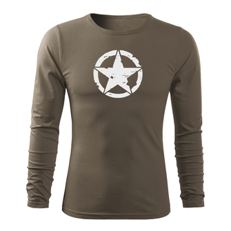 DRAGOWA Fit-T μακρυμάνικο T-shirt star, λαδί 160g/m2