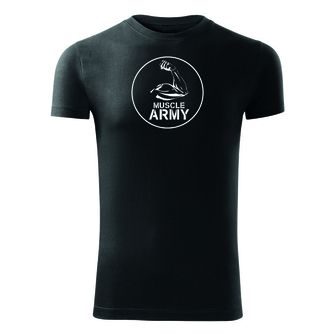 DRAGOWA μπλουζάκι γυμναστικής μυς στρατός δικέφαλος, μαύρο 180g/m2
