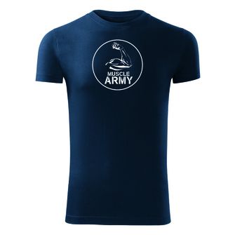 DRAGOWA μπλούζα γυμναστικής T-shirt μυϊκός στρατός δικέφαλος, μπλε 180g/m2