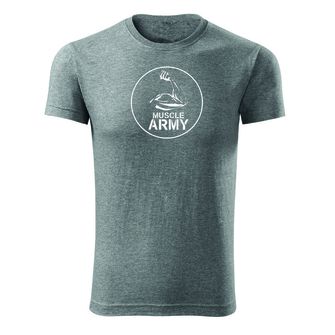 DRAGOWA μπλούζα γυμναστικής T-shirt μυϊκός στρατός δικέφαλος, γκρι 180g/m2