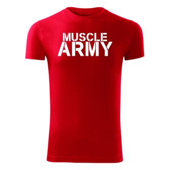 DRAGOWA fitness T-shirt muscle army, κόκκινο 180g/m2