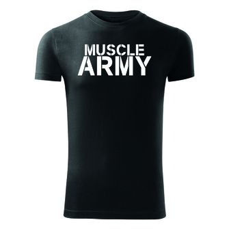 DRAGOWA fitness t-shirt muscle army, μαύρο 180g/m2