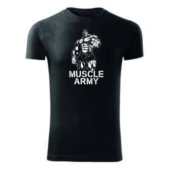 DRAGOWA fitness t-shirt muscle army man, μαύρο 180g/m2