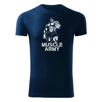 DRAGOWA μπλουζάκι γυμναστικής muscle army man, μπλε 180g/m2
