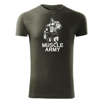 DRAGOWA μπλουζάκι γυμναστικής muscle army man, λαδί 180g/m2