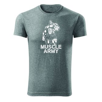 DRAGOWA μπλουζάκι γυμναστικής muscle army man, γκρι 180g/m2