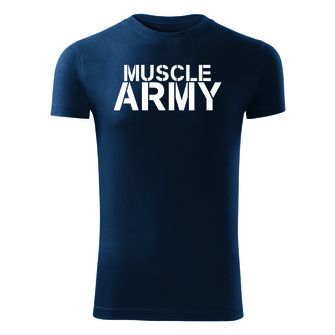 DRAGOWA fitness T-shirt muscle army, μπλε 180g/m2