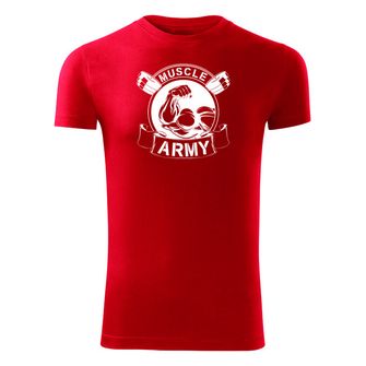 DRAGOWA fitness t-shirt muscle army original, κόκκινο 180g/m2