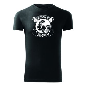 DRAGOWA fitness t-shirt muscle army original, μαύρο 180g/m2