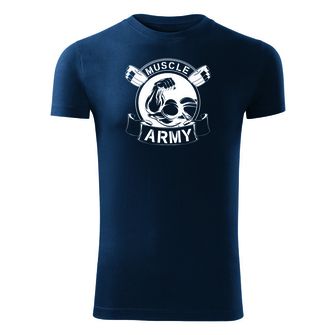 DRAGOWA fitness t-shirt muscle army original, μπλε 180g/m2