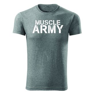 DRAGOWA fitness T-shirt muscle army, γκρι 180g/m2