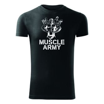 DRAGOWA fitness t-shirt muscle army team, μαύρο 180g/m2