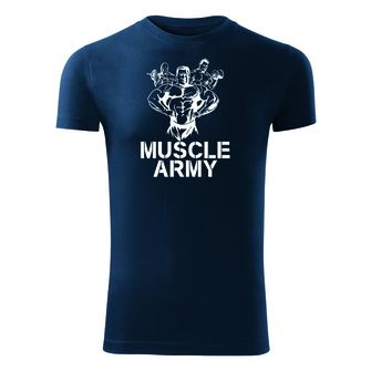 DRAGOWA fitness t-shirt muscle army team, μπλε 180g/m2