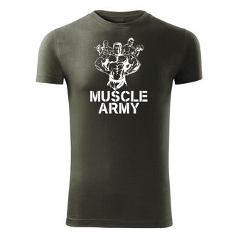 DRAGOWA μπλουζάκι γυμναστικής muscle army team, λαδί 180g/m2