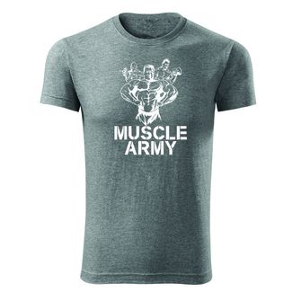 DRAGOWA fitness t-shirt muscle army team, γκρι 180g/m2