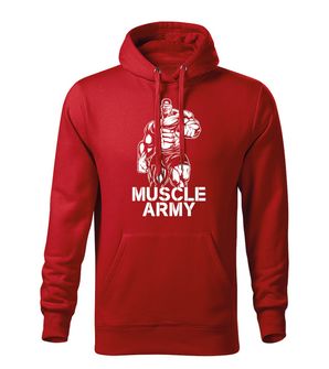DRAGOWA ανδρική μπλούζα με κουκούλα muscle army man, κόκκινο 320g/m2
