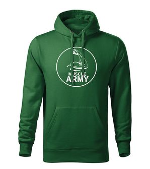 DRAGOWA ανδρική μπλούζα με κουκούλα μυϊκού στρατού και δικέφαλων, πράσινο 320g/m2