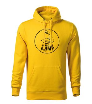 DRAGOWA ανδρική μπλούζα με κουκούλα μυών στρατού, κίτρινο 320g/m2