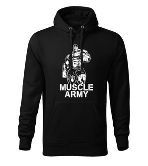 DRAGOWA ανδρική μπλούζα με κουκούλα muscle army man, μαύρο 320g/m2