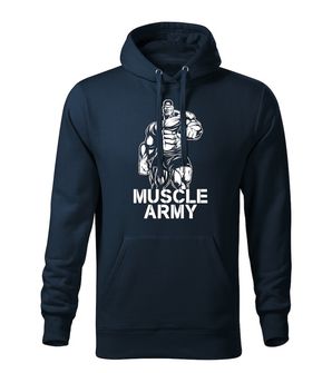 DRAGOWA ανδρική μπλούζα με κουκούλα muscle army man, σκούρο μπλε 320g/m2