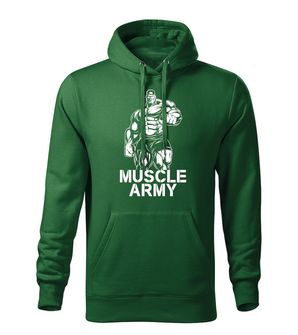 DRAGOWA ανδρικό φούτερ με κουκούλα muscle army man, πράσινο 320g/m2
