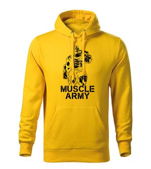 DRAGOWA ανδρική μπλούζα με κουκούλα muscle army man, κίτρινο 320g/m2