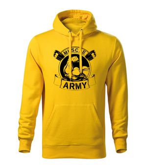 DRAGOWA ανδρικό φούτερ με κουκούλα muscle army original, κίτρινο 320g/m2
