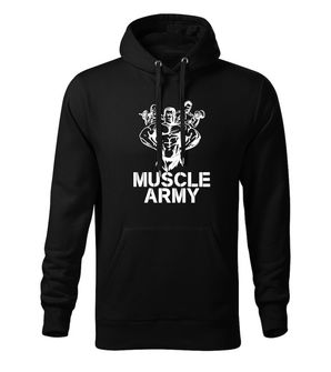 DRAGOWA ανδρική μπλούζα με κουκούλα muscle army team, μαύρο 320g/m2