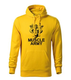 DRAGOWA ανδρική μπλούζα με κουκούλα muscle army team, κίτρινο 320g/m2