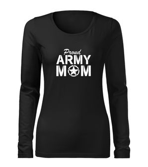 DRAGOWA Slim γυναικείο μακρυμάνικο t-shirt army mom, μαύρο 160g/m2