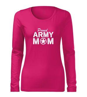 DRAGOWA Slim γυναικείο μακρυμάνικο t-shirt army mom, ροζ 160g/m2