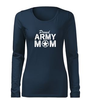 DRAGOWA Slim γυναικείο μακρυμάνικο t-shirt army mom, σκούρο μπλε 160g/m2