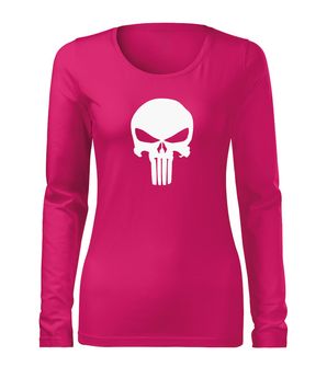 DRAGOWA Slim γυναικείο μακρυμάνικο t-shirt punisher, ροζ 160g/m2