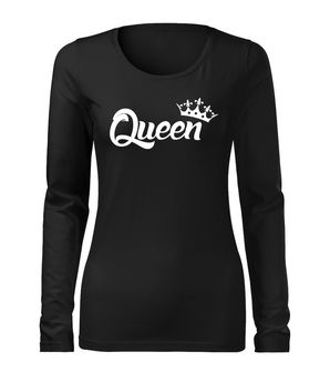 DRAGOWA Slim γυναικείο μακρυμάνικο t-shirt queen, μαύρο 160g/m2
